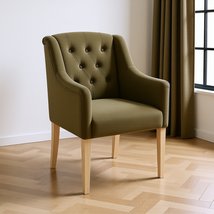 Dining Chair Canon - Alcantara Khaki in a dining room interior | Marcottestyle