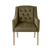 Dining Chair Canon - Alcantara Khaki - Oak feet - front view | Marcottestyle