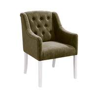 Dining Chair Canon - Alcantara Khaki - White feet - corner view | Marcottestyle