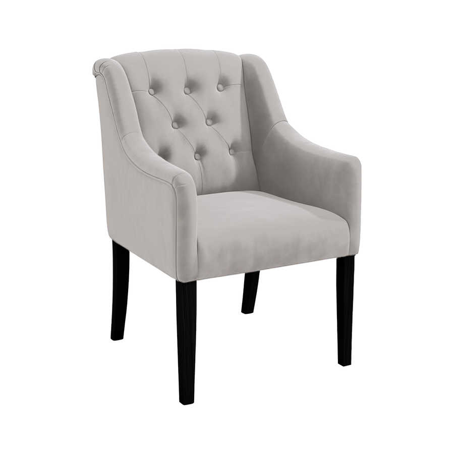 Dining Chair Canon - Alcantara Light Grey - Black feet - corner view | Marcottestyle
