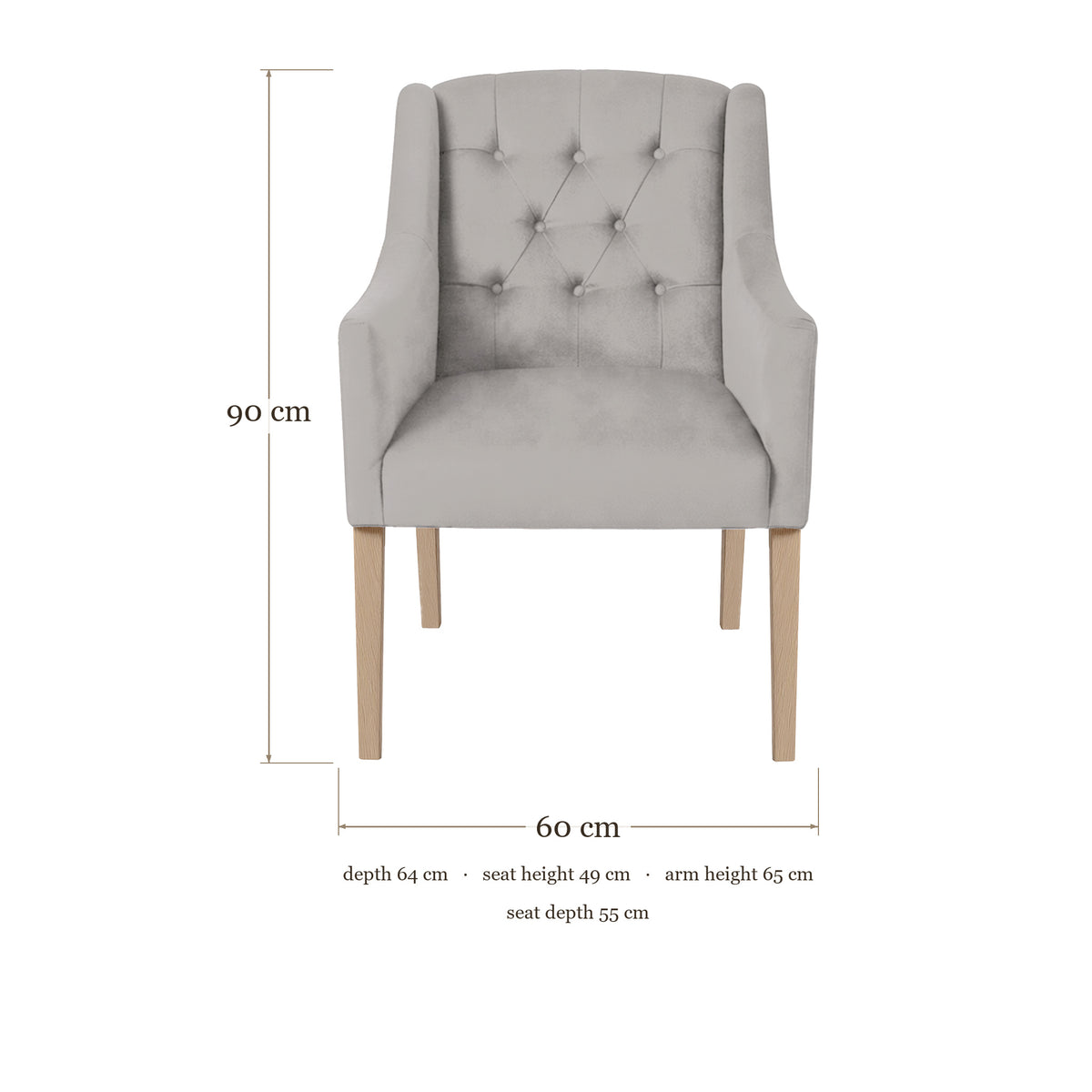 Dining Chair Canon - Alcantara Light Grey - dimensions 60 x 64 x 90 cm