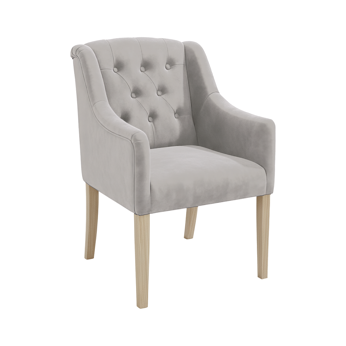 Dining Chair Canon - Alcantara Light Grey - Oak feet - corner view | Marcottestyle