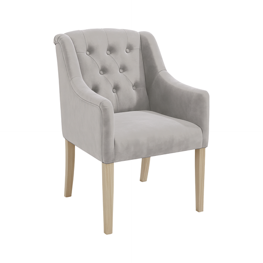 Dining Chair Canon - Alcantara Light Grey - Oak feet - corner view | Marcottestyle
