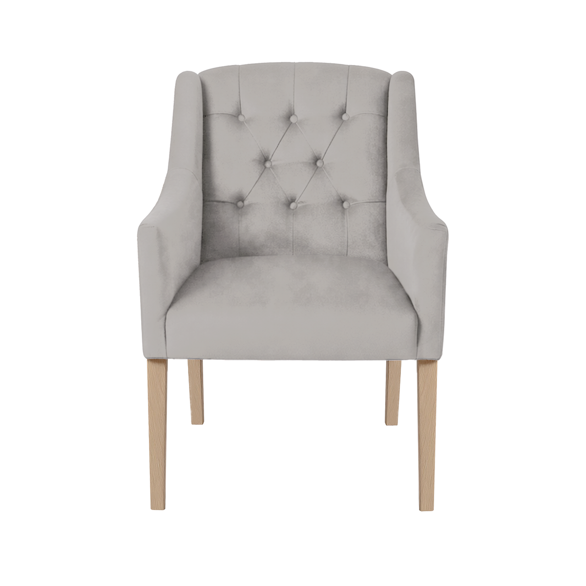 Dining Chair Canon - Alcantara Light Grey - Oak feet - front view | Marcottestyle