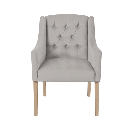 Dining Chair Canon - Alcantara Light Grey - Oak feet - front view | Marcottestyle