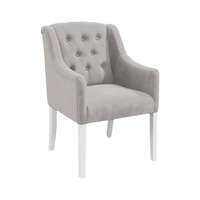 Dining Chair Canon - Alcantara Light Grey - White feet - corner view | Marcottestyle