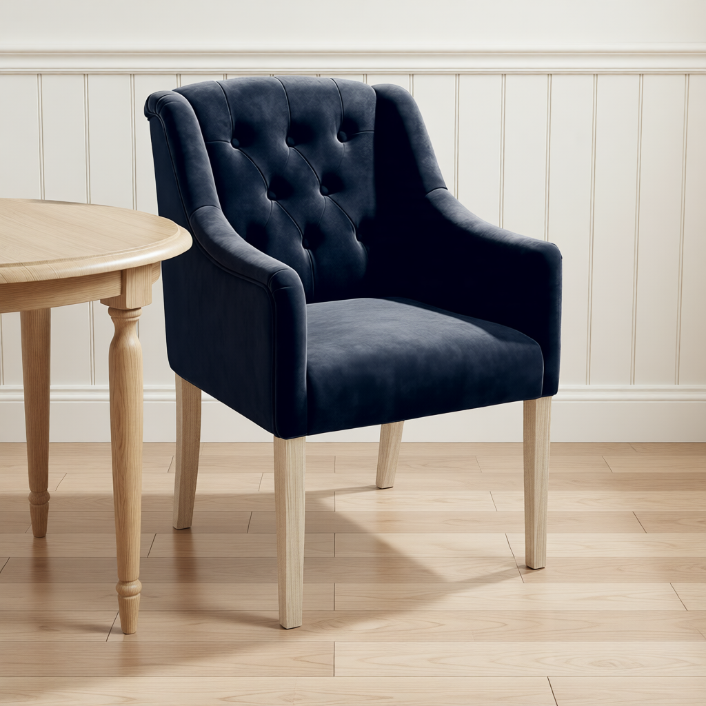 Dining Chair Canon - Alcantara Navy in a dining room interior | Marcottestyle