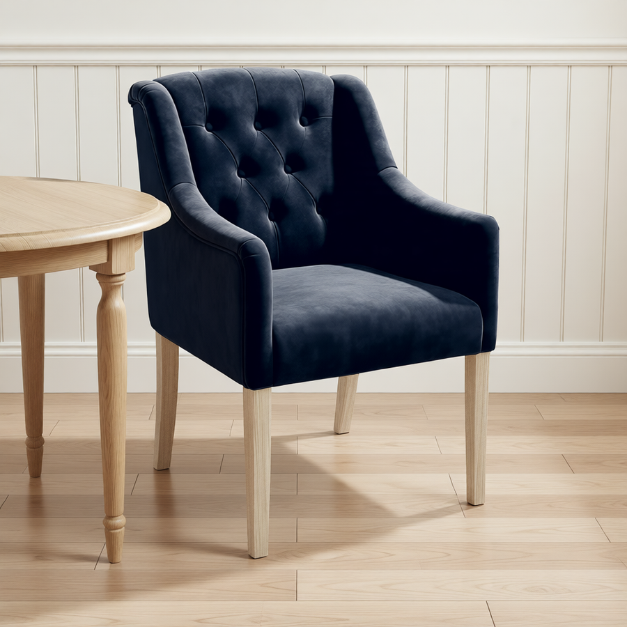 Dining Chair Canon - Alcantara Navy in a dining room interior | Marcottestyle