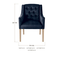 Dining Chair Canon - Alcantara Navy - dimensions 60 x 64 x 90 cm