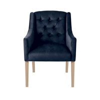 Dining Chair Canon - Alcantara Navy - Oak feet - front view | Marcottestyle