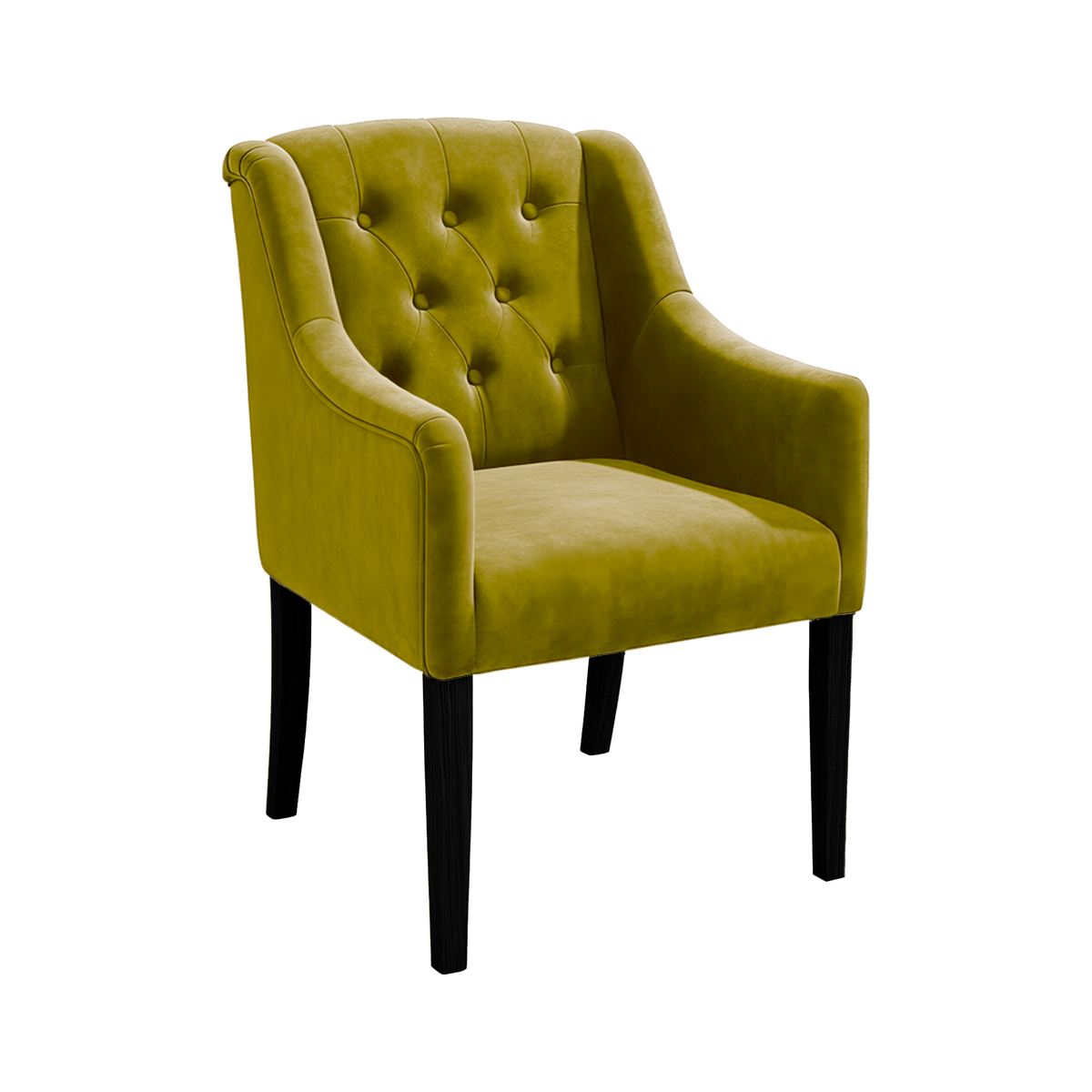 Dining Chair Canon - Alcantara Olive - Black feet - corner view | Marcottestyle