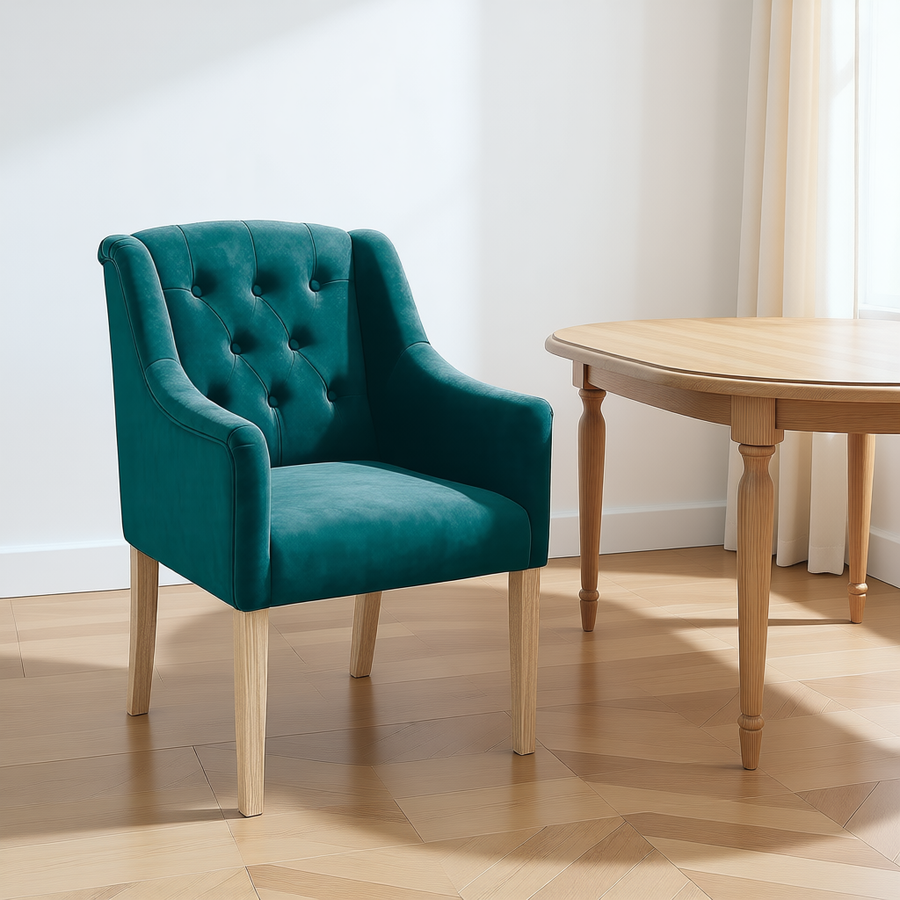 Dining Chair Canon - Alcantara Petrol in a dining room interior | Marcottestyle