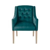 Dining Chair Canon - Alcantara Petrol - Oak feet - front view | Marcottestyle