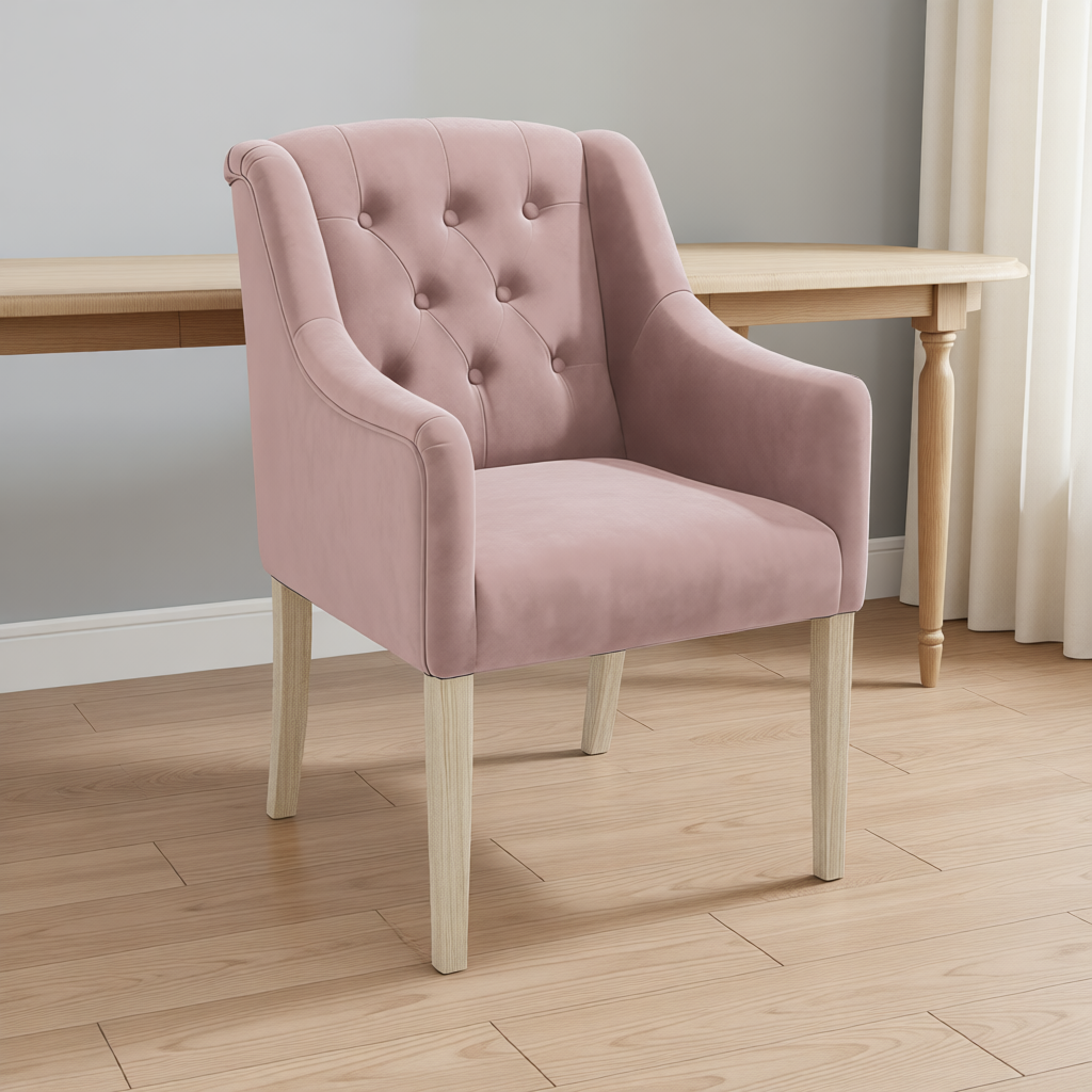 Dining Chair Canon - Alcantara Powder Pink in a dining room interior | Marcottestyle