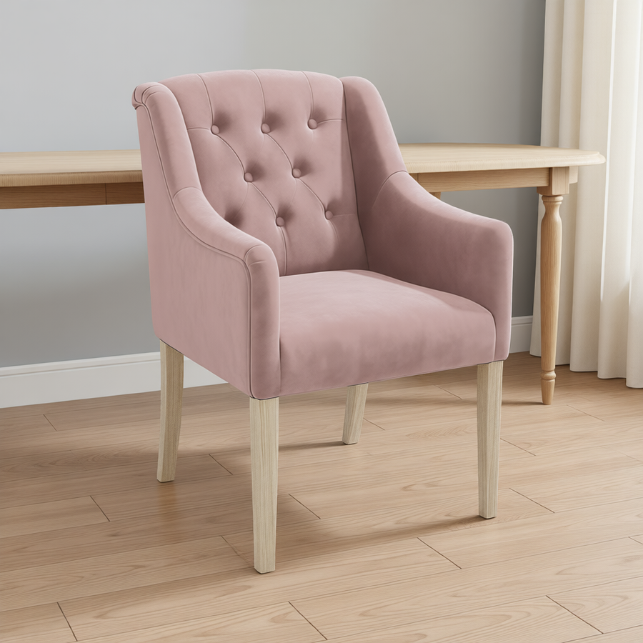 Dining Chair Canon - Alcantara Powder Pink in a dining room interior | Marcottestyle