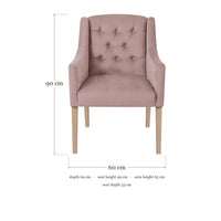 Dining Chair Canon - Alcantara Powder Pink - dimensions 60 x 64 x 90 cm