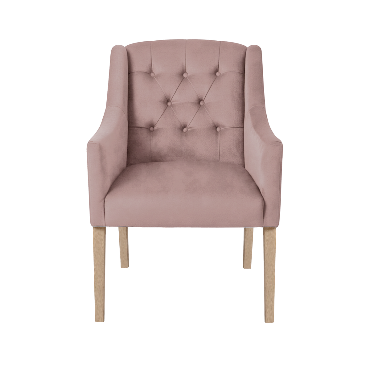 Dining Chair Canon - Alcantara Powder Pink - Oak feet - front view | Marcottestyle