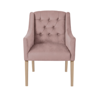 Dining Chair Canon - Alcantara Powder Pink - Oak feet - front view | Marcottestyle