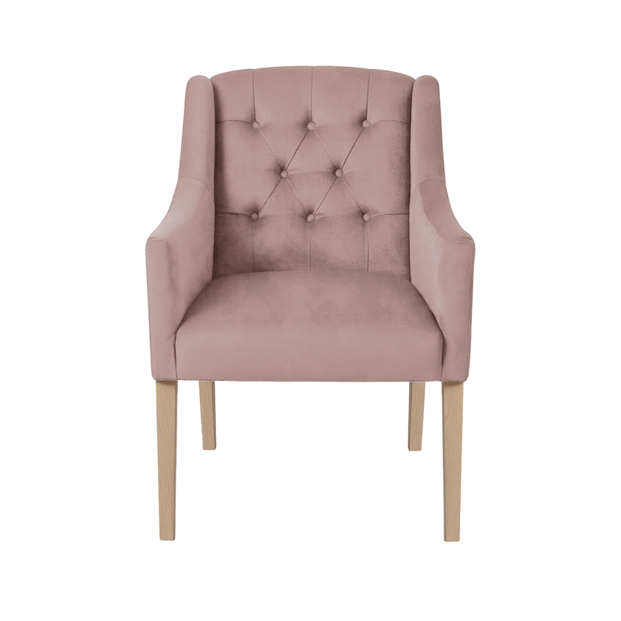 Dining Chair Canon - Alcantara Powder Pink - Oak feet - front view | Marcottestyle