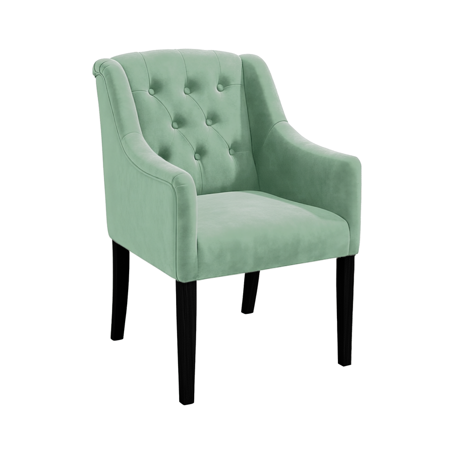 Dining Chair Canon - Alcantara Sage - Black feet - corner view | Marcottestyle
