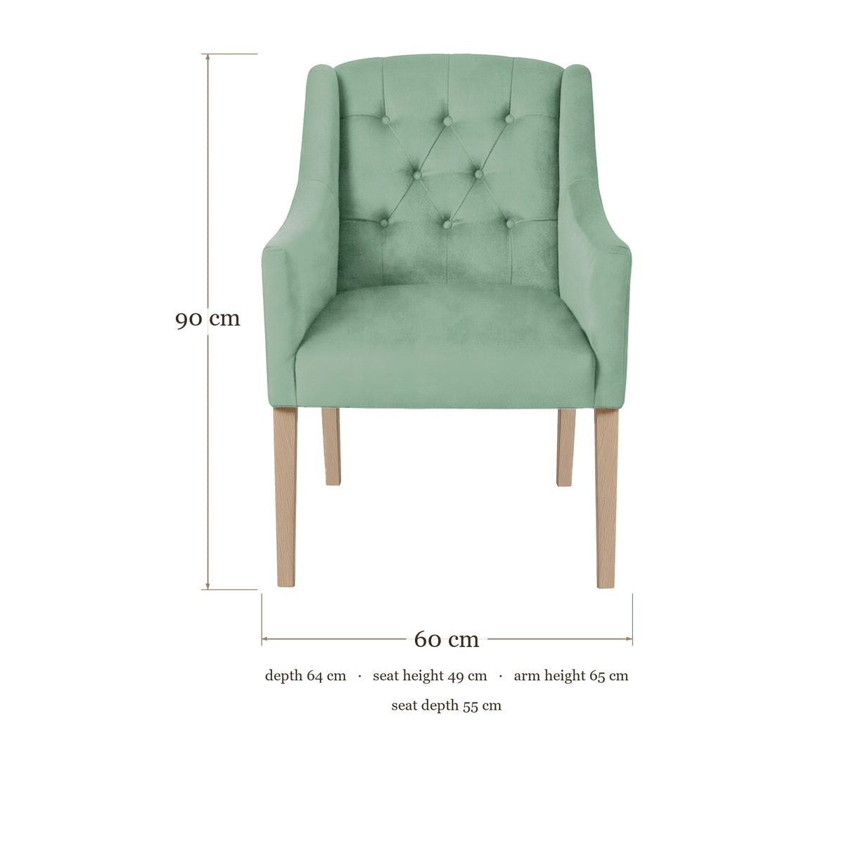 Dining Chair Canon - Alcantara Sage - dimensions 60 x 64 x 90 cm