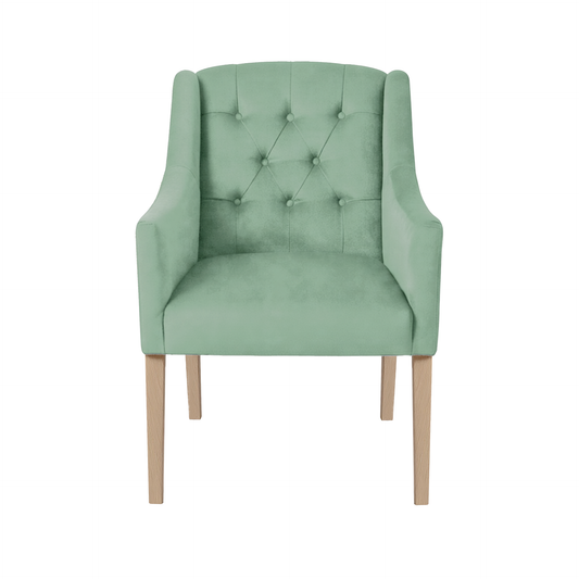 Dining Chair Canon - Alcantara Sage - Oak feet - front view | Marcottestyle