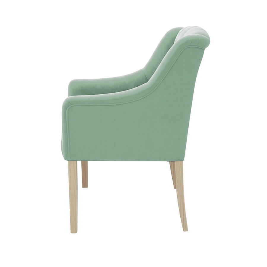 Dining Chair Canon - Alcantara Sage - Oak feet - side view | Marcottestyle