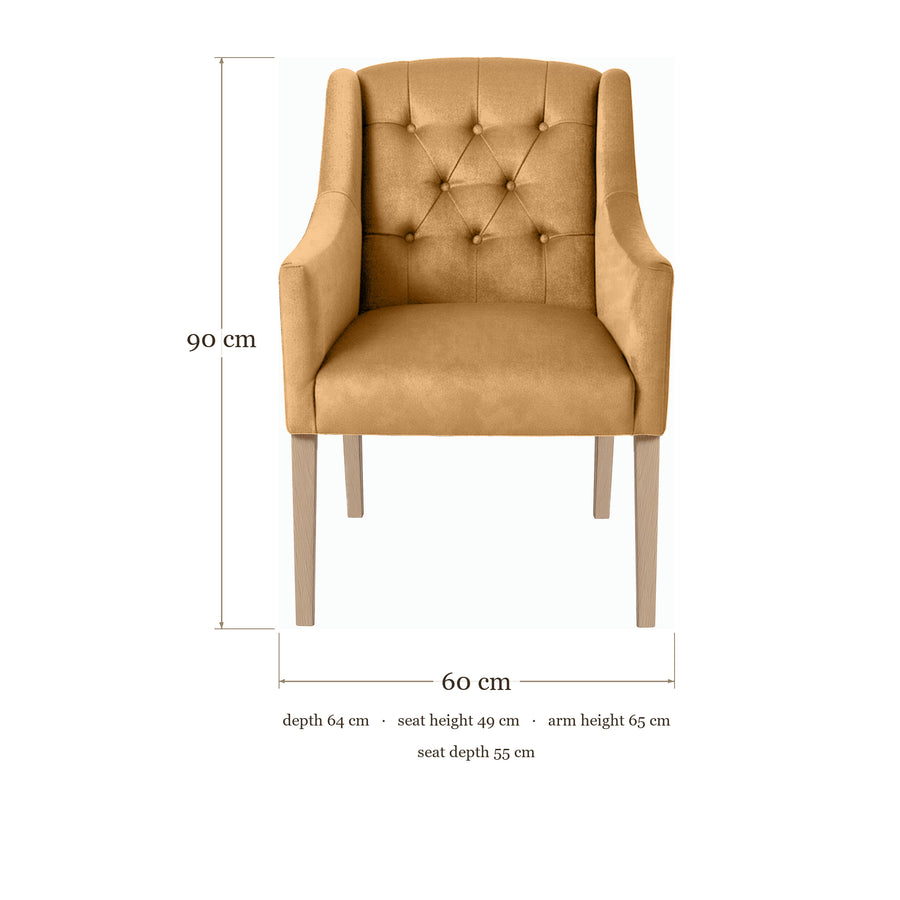 Dining Chair Canon - Alcantara Sand - Oak feet - dimensions | Marcottestyle