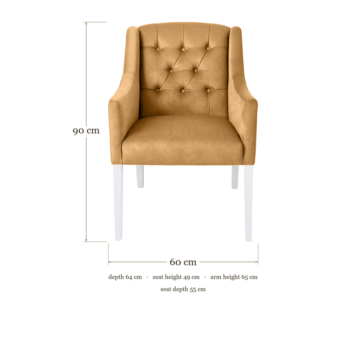 Dining Chair Canon - Alcantara Sand - White feet - dimensions | Marcottestyle