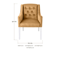 Dining Chair Canon - Alcantara Sand - White feet - dimensions | Marcottestyle