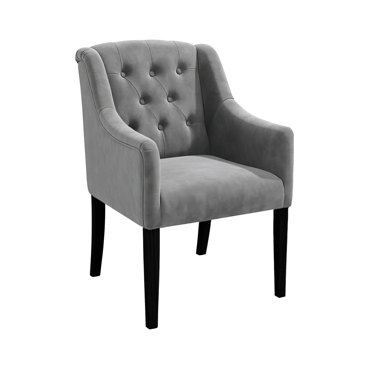Dining Chair Canon - Alcantara Silver Grey - Black feet - corner view | Marcottestyle