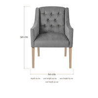 Dining Chair Canon - Alcantara Silver Grey - dimensions 60 x 64 x 90 cm