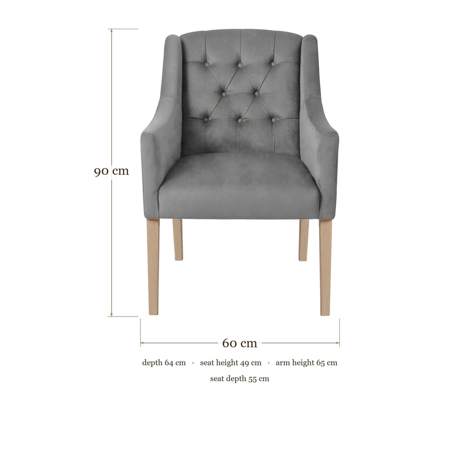 Dining Chair Canon - Alcantara Silver Grey - dimensions 60 x 64 x 90 cm