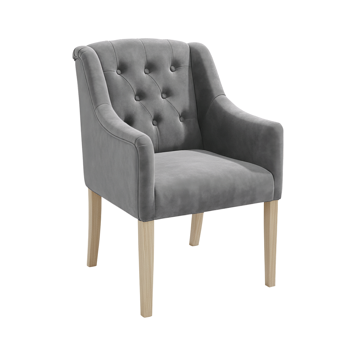 Dining Chair Canon - Alcantara Silver Grey - Oak feet - corner view | Marcottestyle