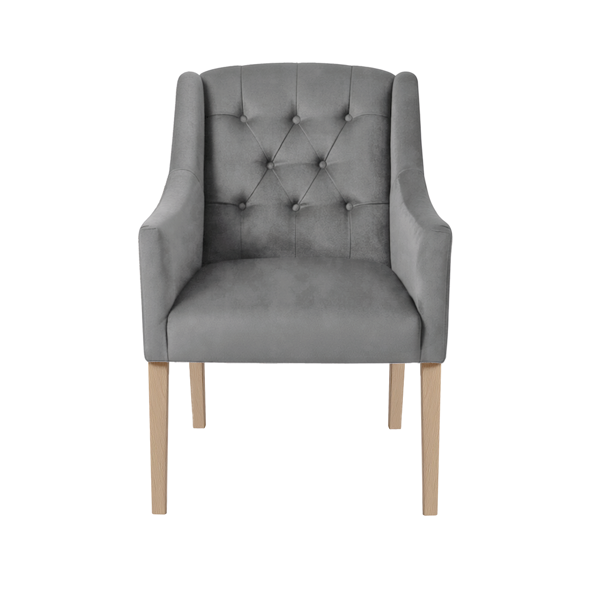 Dining Chair Canon - Alcantara Silver Grey - Oak feet - front view | Marcottestyle