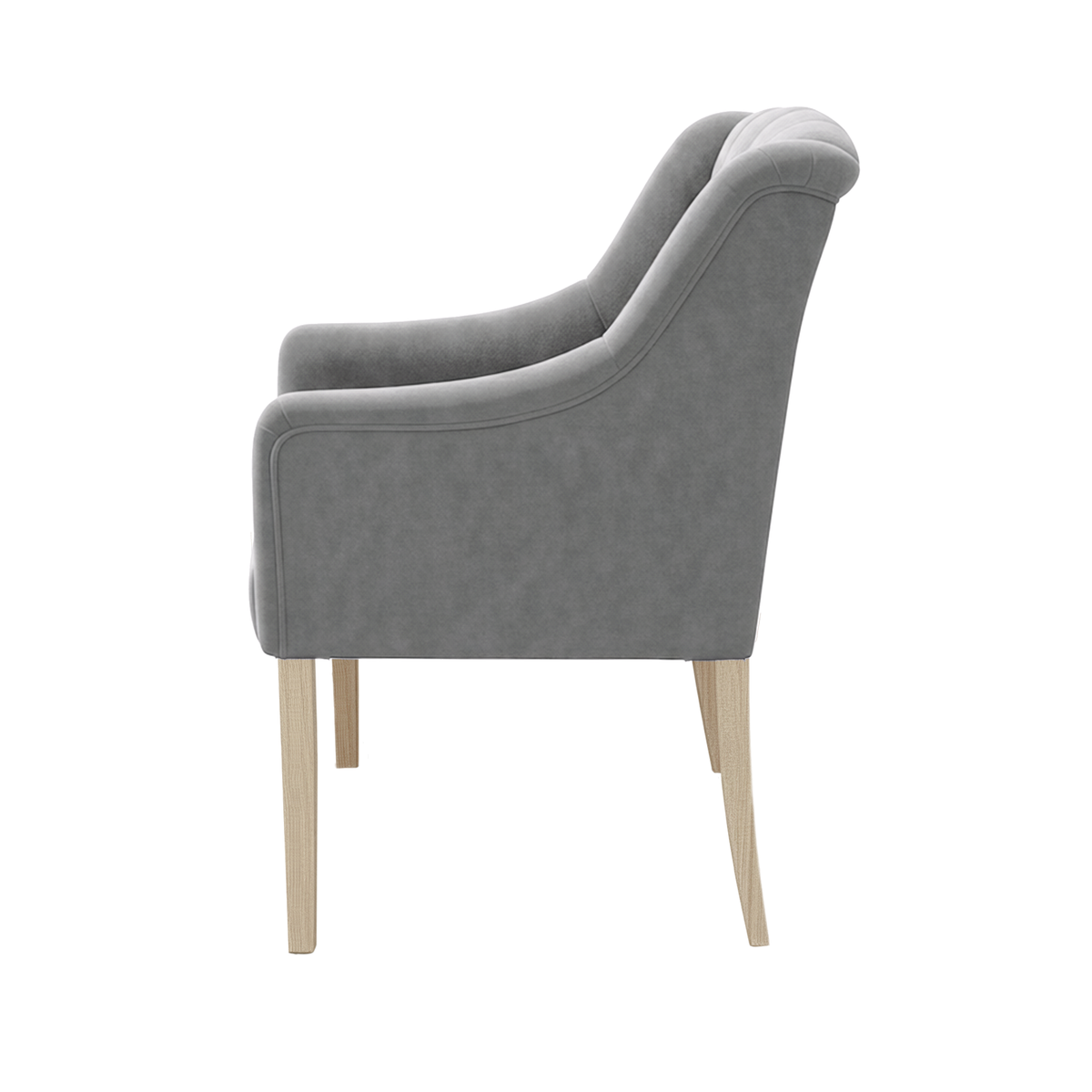 Dining Chair Canon - Alcantara Silver Grey - Oak feet - side view | Marcottestyle