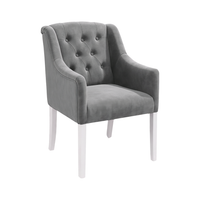 Dining Chair Canon - Alcantara Silver Grey - White feet - corner view | Marcottestyle