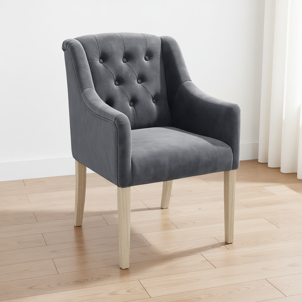 Dining Chair Canon - Alcantara Slate Blue in a dining room interior | Marcottestyle