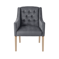 Dining Chair Canon - Alcantara Slate Blue - Oak feet - front view | Marcottestyle