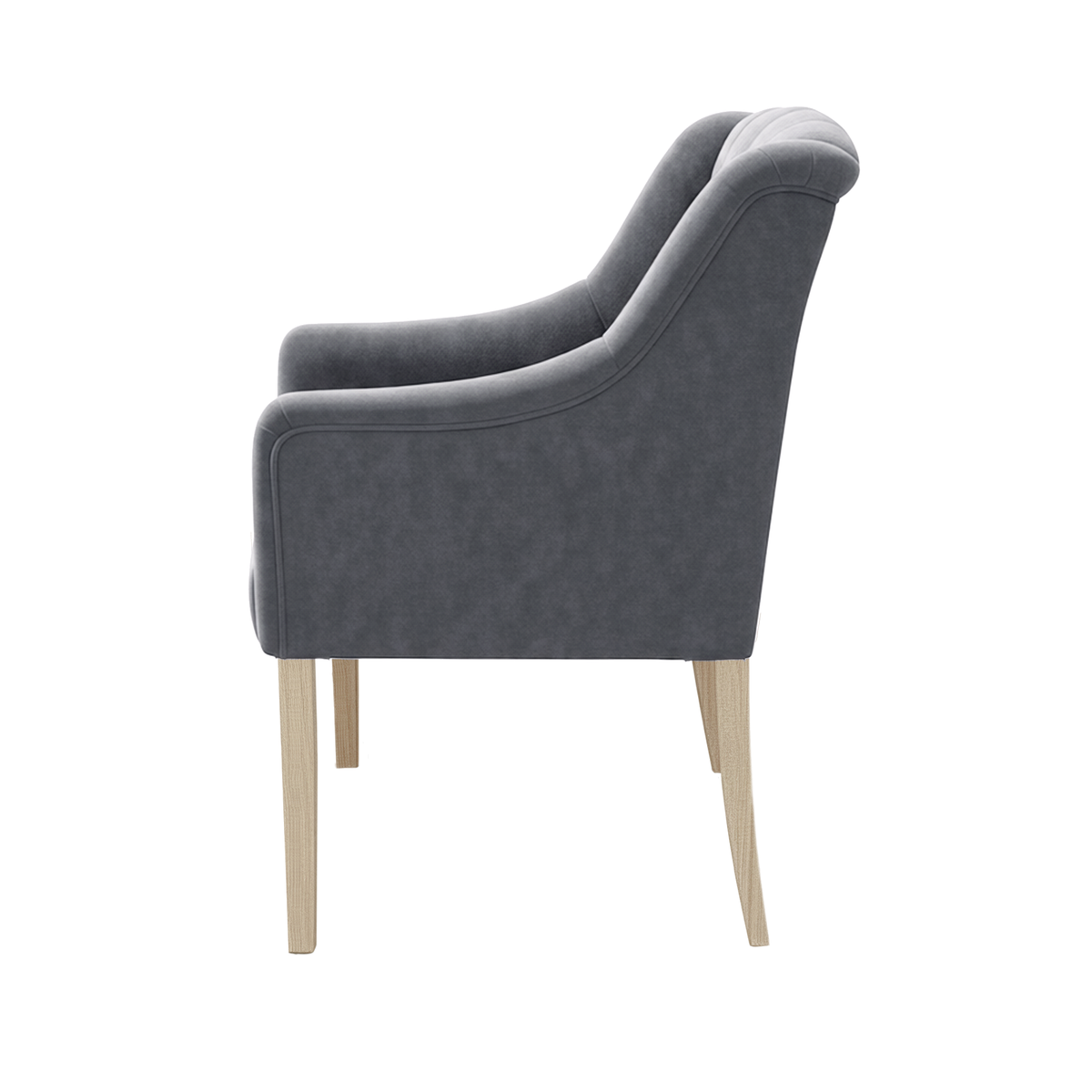 Dining Chair Canon - Alcantara Slate Blue - Oak feet - side view | Marcottestyle