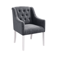 Dining Chair Canon - Alcantara Slate Blue - White feet - corner view | Marcottestyle