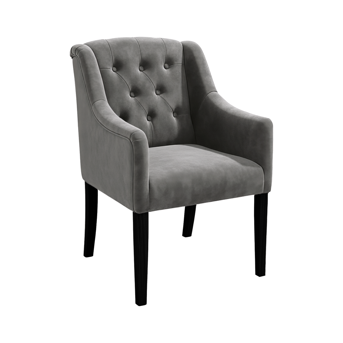 Dining Chair Canon - Alcantara Stone Grey - Black feet - corner view | Marcottestyle
