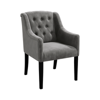 Dining Chair Canon - Alcantara Stone Grey - Black feet - corner view | Marcottestyle