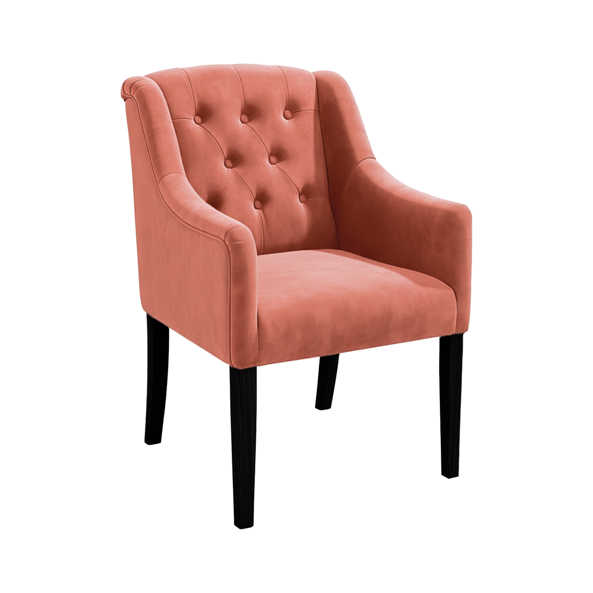 Dining Chair Canon - Alcantara Terracotta - Black feet - corner view | Marcottestyle