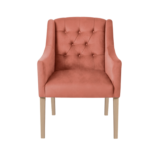 Dining Chair Canon - Alcantara Terracotta - Oak feet - front view | Marcottestyle