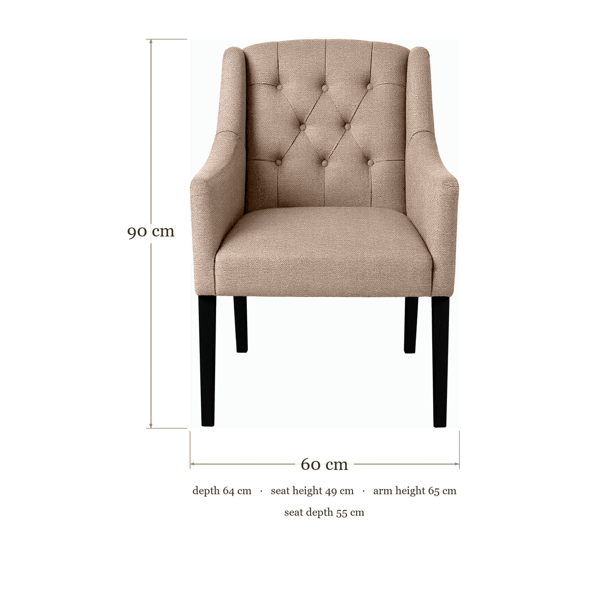 Dining Chair Canon - Beige - Black feet - dimensions | Marcottestyle