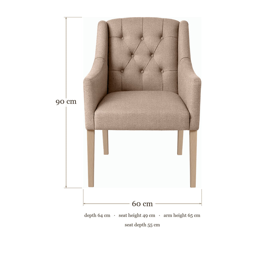 Dining Chair Canon - Beige - Oak feet - dimensions | Marcottestyle