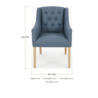 Dining Chair Canon - Light Blue - Beige feet - dimensions | Marcottestyle