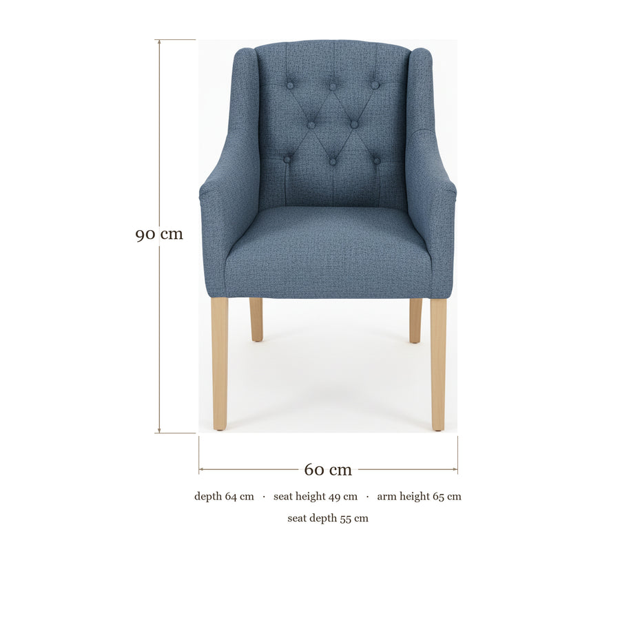 Dining Chair Canon - Light Blue - Beige feet - dimensions | Marcottestyle