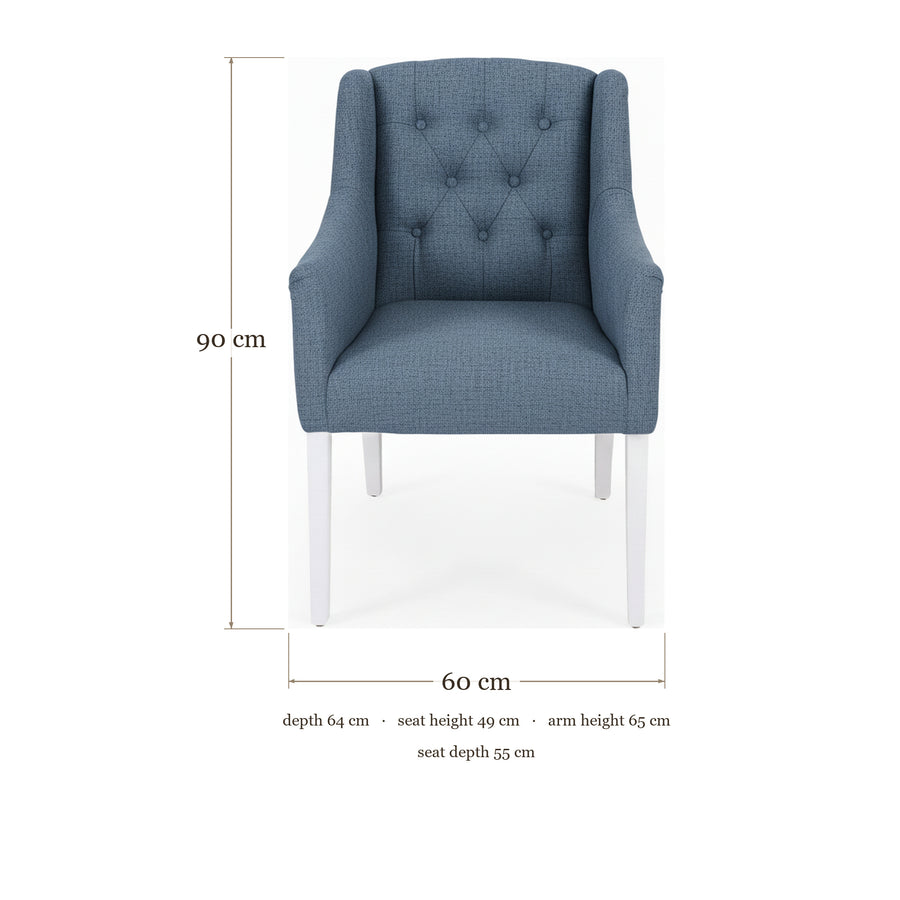 Dining Chair Canon - Light Blue - White feet - dimensions | Marcottestyle